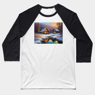 Cabins in the Winter Baseball T-Shirt